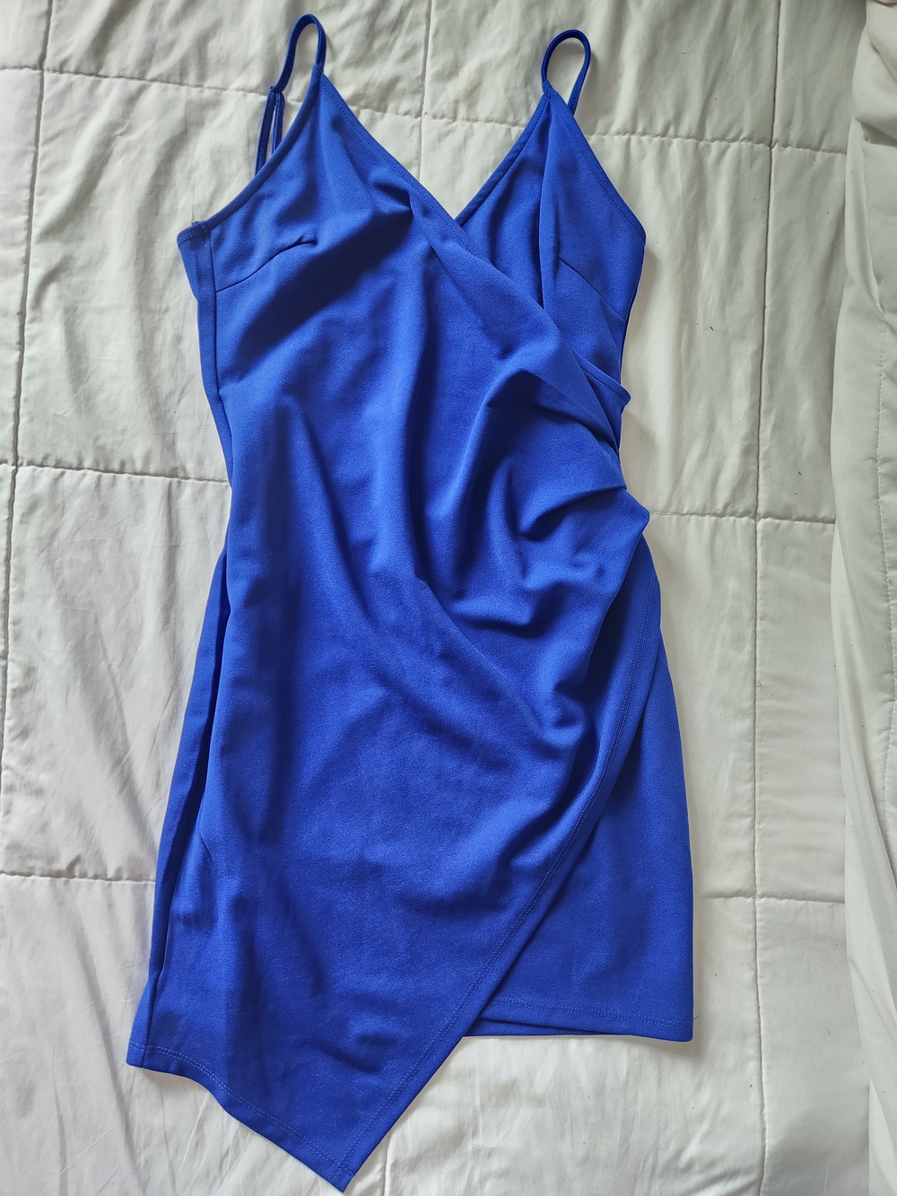 SHEIN Royal Blue Asymmetrical Wrap Slip Dress